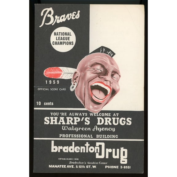 1959 Milwaukee Braves vs L.A  Dodgers Spring Training Baseball Score Card Lot