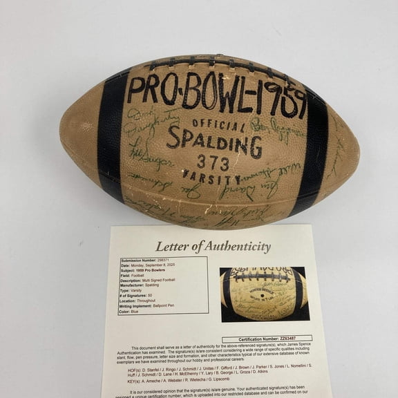1959 NFL Pro Bowl Multi Signed Football 50 Sigs Johnny Unitas JSA COA RARE