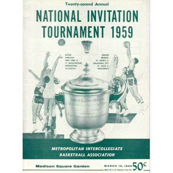 1959 NIT tournament college basketball game program (St. John's wins)