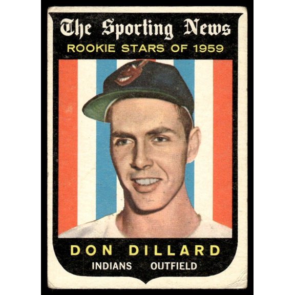 1959 Topps Baseball Card Don Dillard RC Cleveland Indians #123 Excellent
