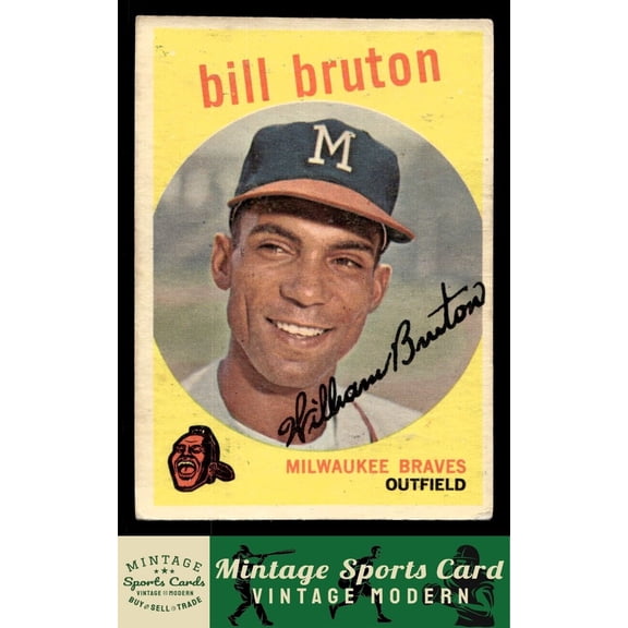 1959 Topps Bill Bruton #165 Milwaukee Braves Baseball Card GD/GD+