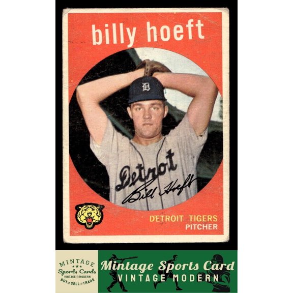 1959 Topps Billy Hoeft #343 Detroit Tigers Baseball Card