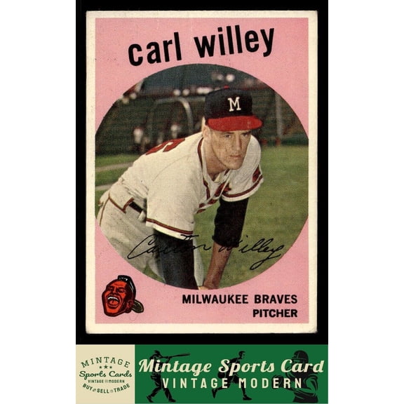 1959 Topps Carl Willey #95 Milwaukee Braves MLB Baseball Trading Card