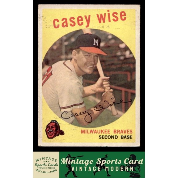 1959 Topps Casey Wise Baseball Card #204 Milwaukee Braves