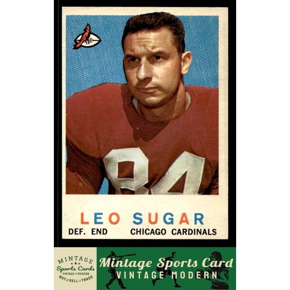 1959 Topps Football Card Leo Sugar #154 RC Chicago Cardinals GD+/VG