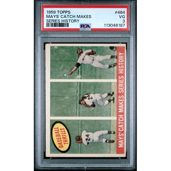 1959 Topps Mays' Catch Makes #464 Series History PSA 3