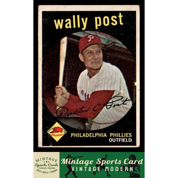 1959 Topps Wally Post #398 Philadelphia Phillies MLB Baseball Card