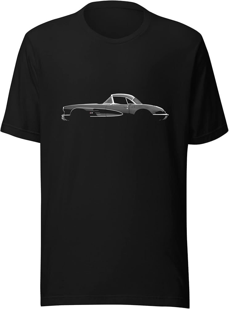 JG Infinite 1959 Corvette C1 Classic Car T-Shirt - Black, Short Sleeve, Vintage Design