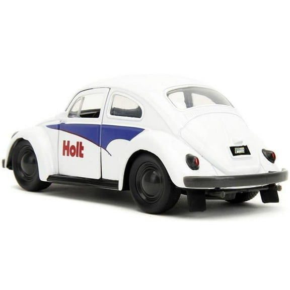 1959 Volkswagen Beetle Holt Graphics & Boxing Gloves Accessory Punch Buggy Series 1 by 32 Scale Diecast Model Car, White with Blue