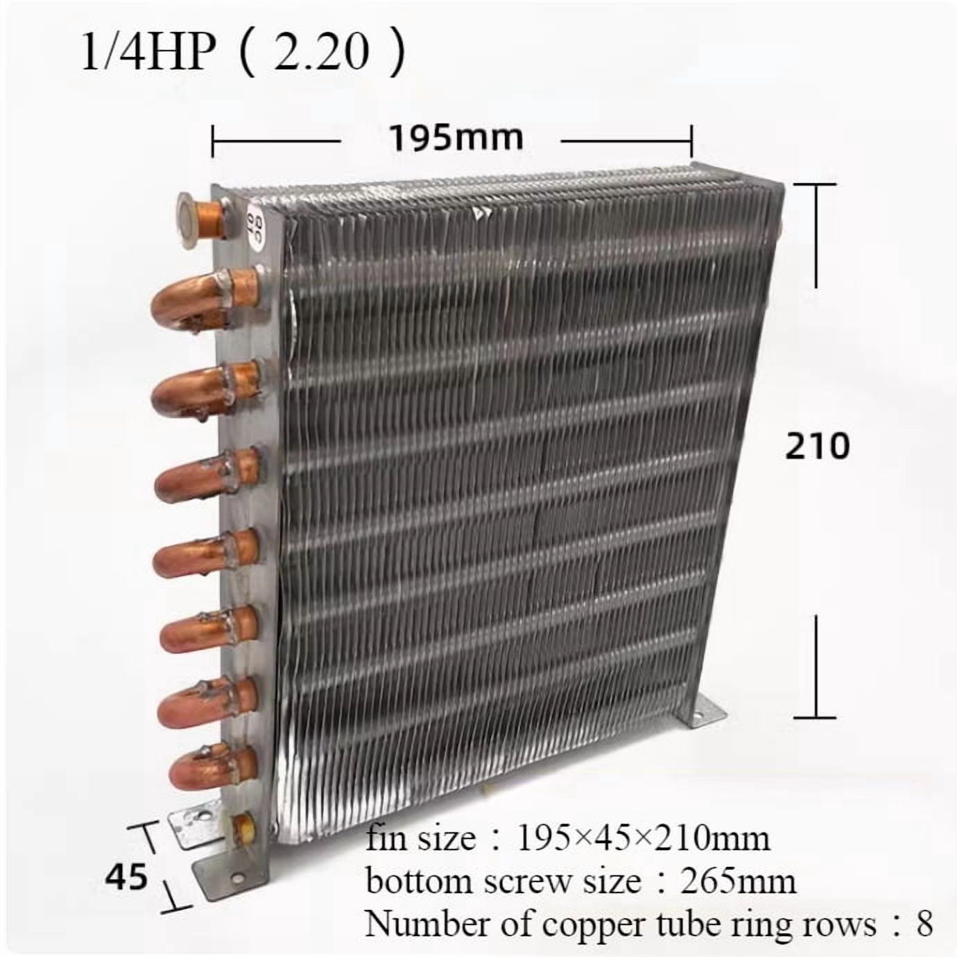195X45X210mm Copper tube aluminum fin heat exchanger condenser coil Air/water-cooled freezer Aluminum sink Fin radiator refrigeration system