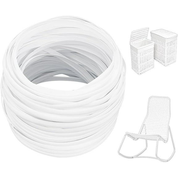 196-230 Feet White Weaving Wicker Material 0.34inch Wide Imitation Plastic Rattan Weaving Wicker Repair Cane for Basket Weaving Chair Making DIY Furniture Crafts White
