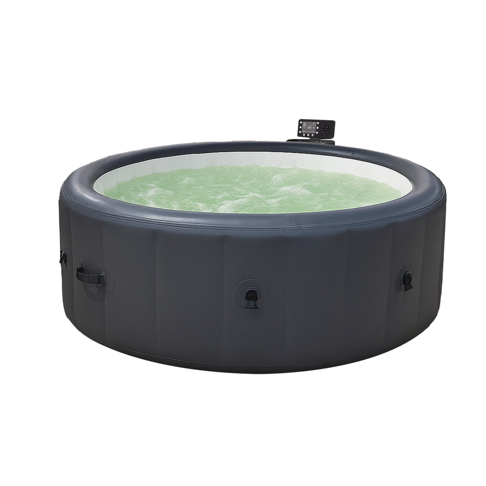 196*71cm Hot Tub, Swimming Pool With Heating, Bubble Massage, Ambient Lighting, Filtration, And One Click Inflation. Home Inflatable Massage Bathtub, Grey