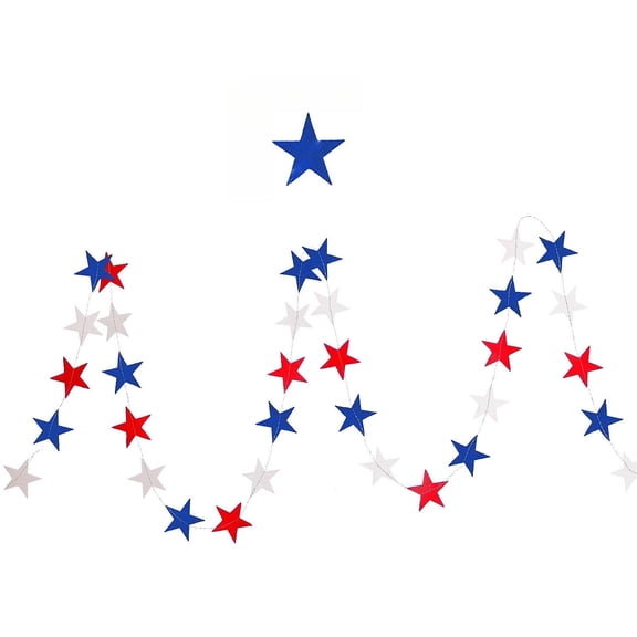 4th of July Decorations Red White and Blue Decorations - 59inch 4th of july garland Patriotic Star Streamers Banner Garland Hanging Independence Day Fourth July Decor Memorial Day