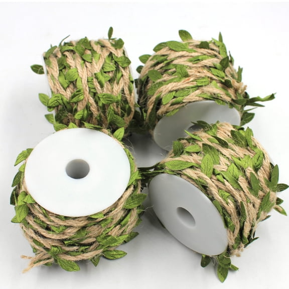 196 Ft Leaf Ribbon Twine for Crafts for Safari, Jungle, Fairy Party, Woodland Baby Shower, Enchanted Forest Decorations Vines Decor