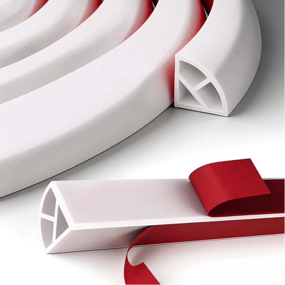 196 Inch Flexible Quarter Round Molding Trim, Peel and Stick Silicone Caulk Strip for Floor Edge, Tub, Cabinet, Shoe Molding Baseboard Around Curved Stairs, Columns and Wall