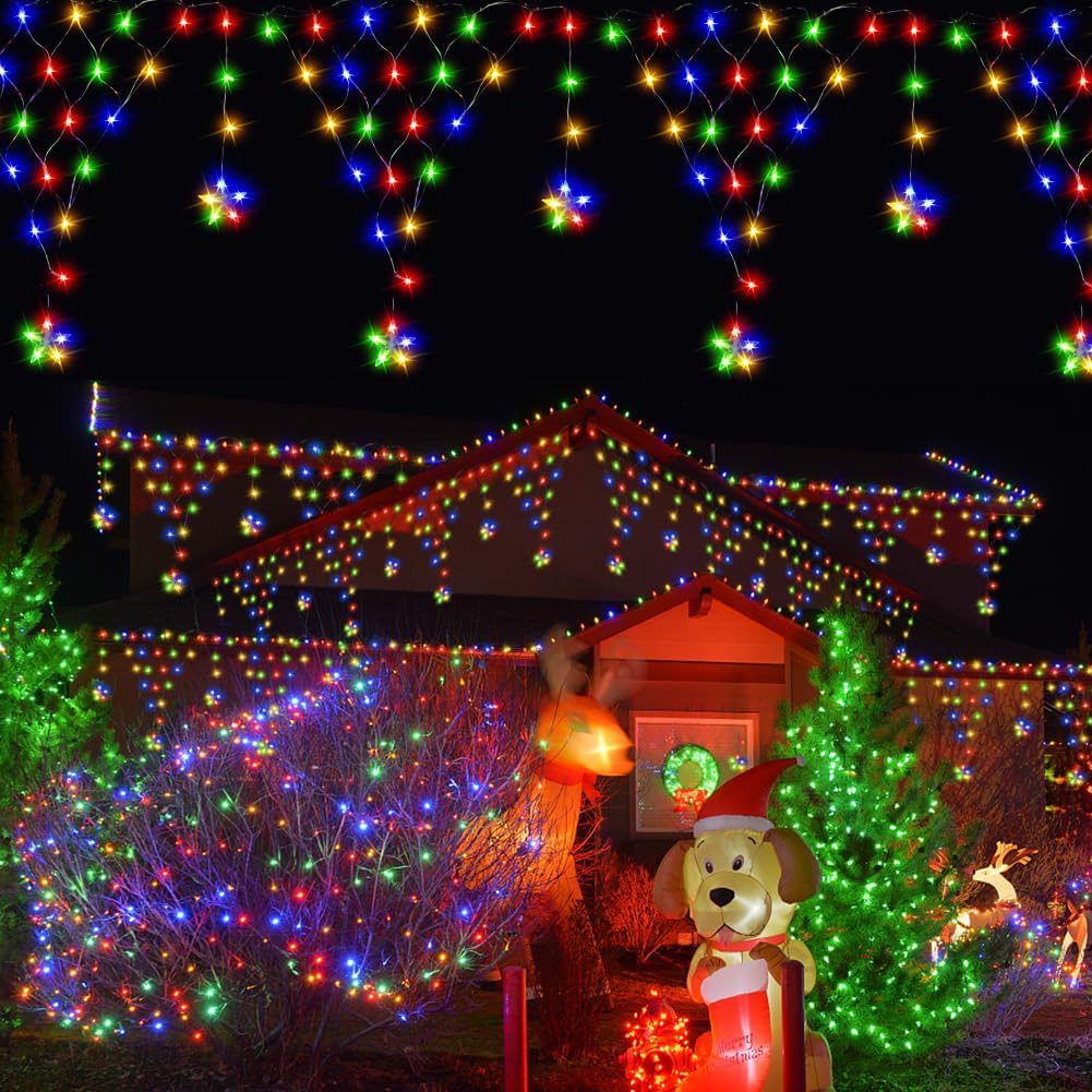 196 LED 8 Modes Christmas Net Lights with Remote Dimmable Curtain
