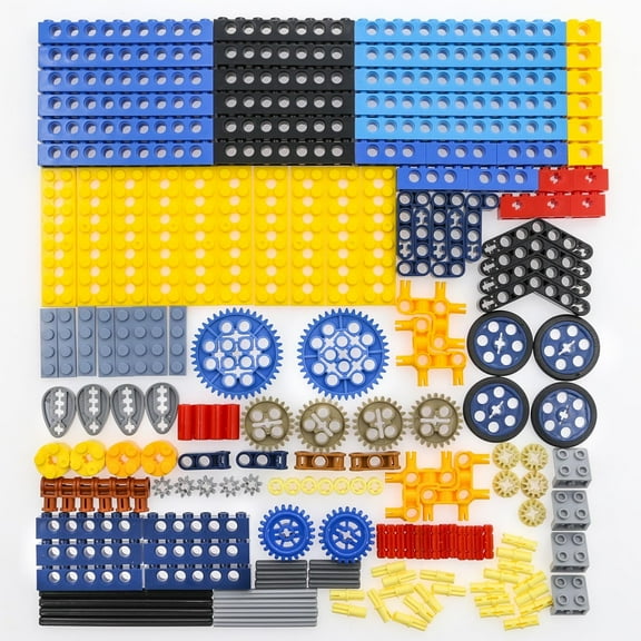 196 Pcs Technical-Part Compatible with Technic Building Block Set, Beams Tires Axles Gears and Pins, MOC Replacement Kit for Technical Building Blocks