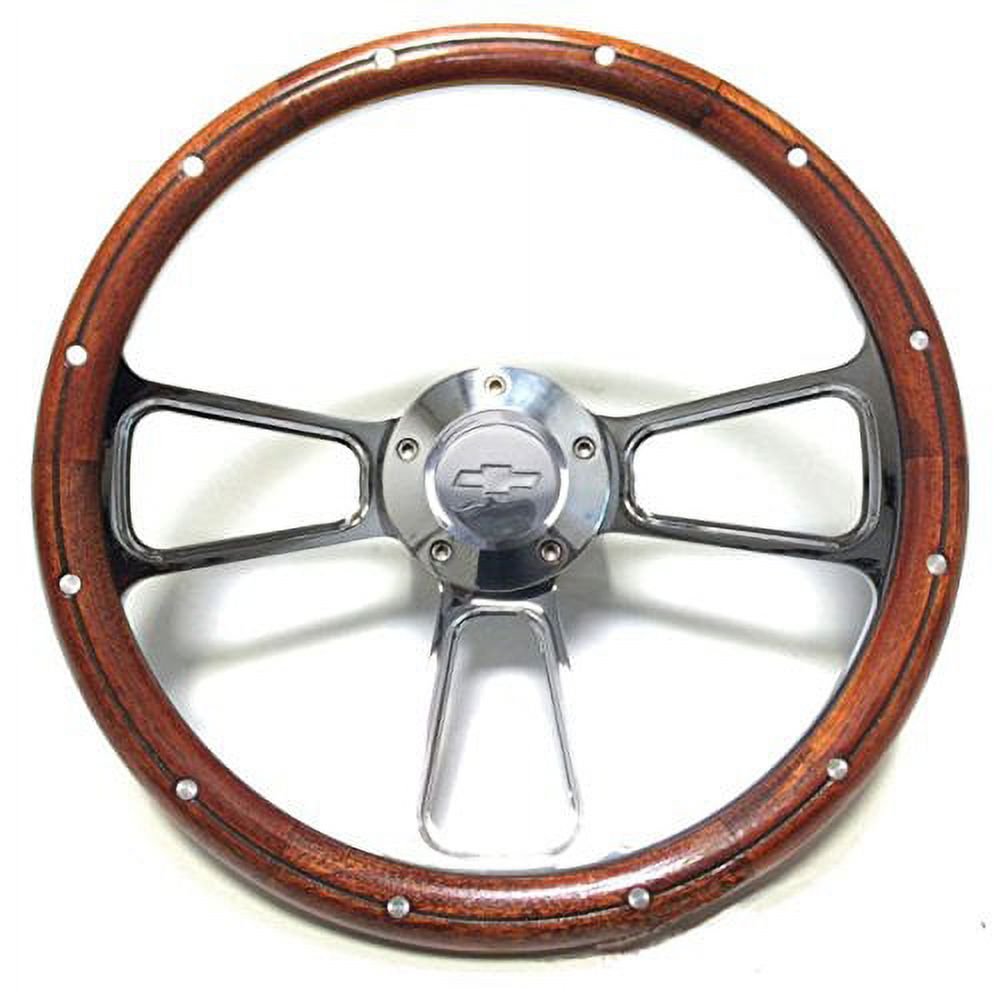 Grant 15" Walnut Wood Steering Wheel For 1969-1988 Chevrolet Muscle Cars (Chrome/Stainless)