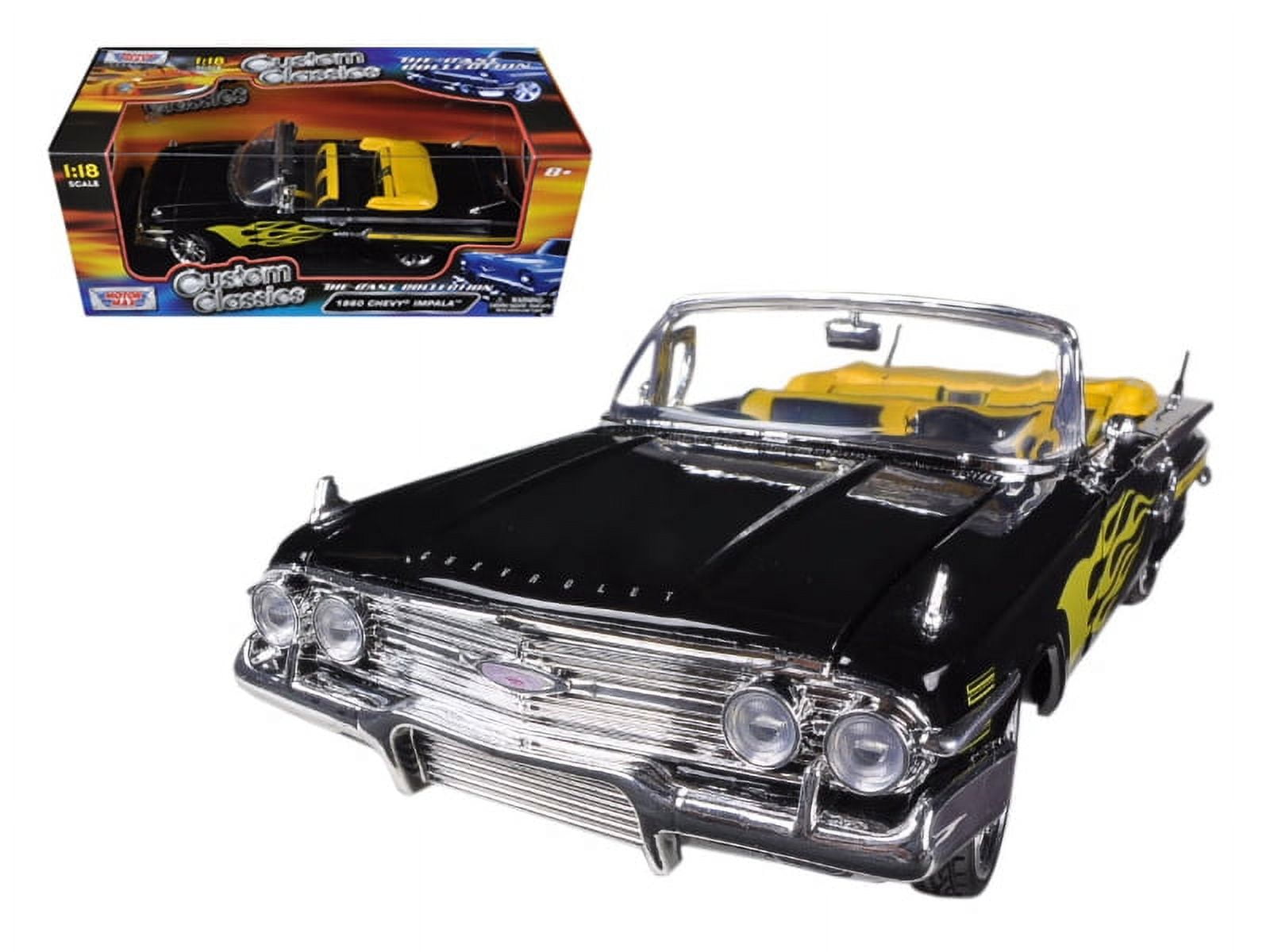 Motormax 79009MJBK 1960 Chevrolet Impala Black with Flames
