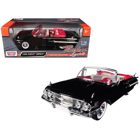 1960 Chevrolet Impala Convertible Black 1/18 Diecast Car Model by Motormax