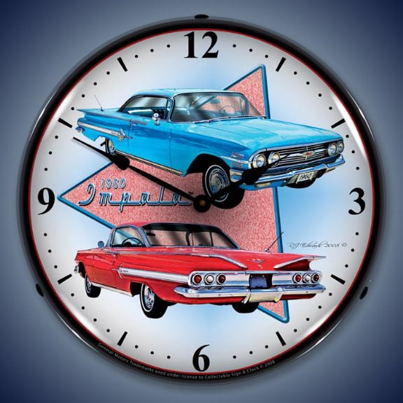 Collectable Sign and Clock 1960 Impala LED Lighted Premium Wall Clock
