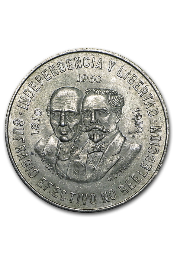 1960 Mexico Silver 10 Pesos 150th Anniversary Avg Circ