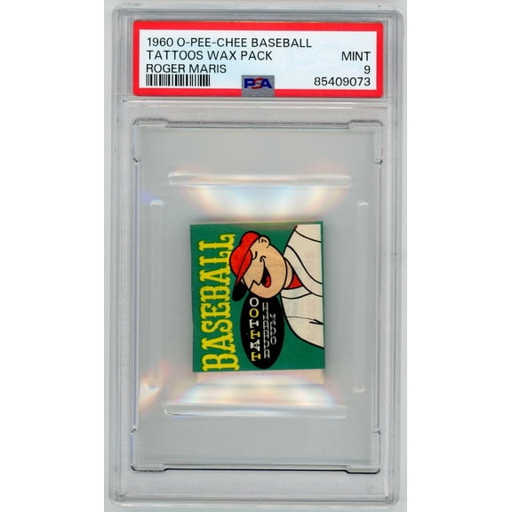 Graded 1960 O-Pee-Chee Baseball Tattoos Wax Pack Roger Maris PSA 9