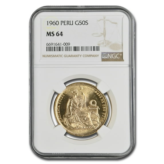 1960 Peru Gold 50 Soles Liberty MS-64 NGC