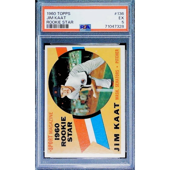 1960 Topps #136 Jim Kaat Rookie Star Washington Senators PSA 5 EX Trading Card