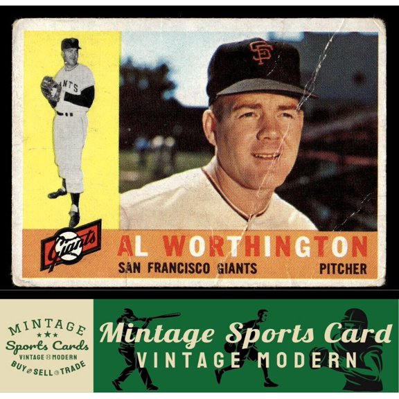 1960 Topps Al Worthington #268 San Francisco Giants Baseball Card FR/FR+