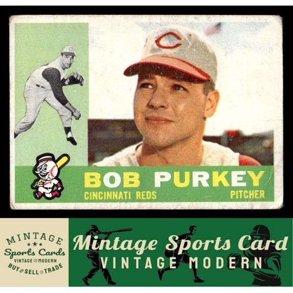 1960 Topps Bob Purkey Cincinnati Reds #4 Low Grade Filler Baseball Card