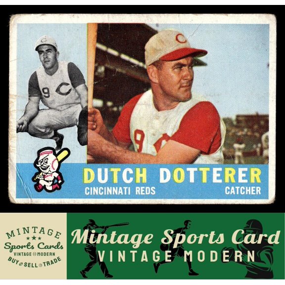 1960 Topps Dutch Dotterer #21 Cincinnati Reds Baseball Card Low Grade Filler