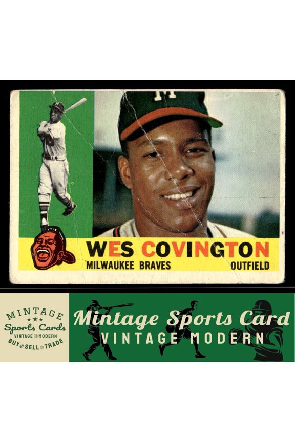 1960 Topps Wes Covington Milwaukee Braves #158 Baseball Card FR/FR+