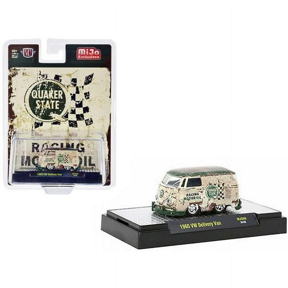 1960 Volkswagen Delivery Van Beige with Green Top (Weathered) "Quaker State" Limited Ed 1/64 Diecast Model by M2 Machines