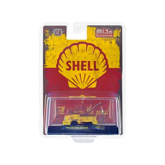 1960 Volkswagen Single Cab Tow Truck Yellow and Red (Weathered) "Shell Oil" Limited Edition 1/64 Diecast Model by M2 Machines