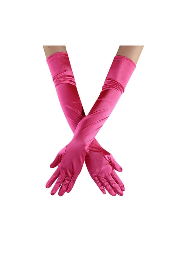 1960S Accessories for Women! Comdrip Opera Dance Elbow Finger 1920S Bridal Long Length Gloves Satin Women's Gloves Gloves Gloves for Women Hot Pink One Size