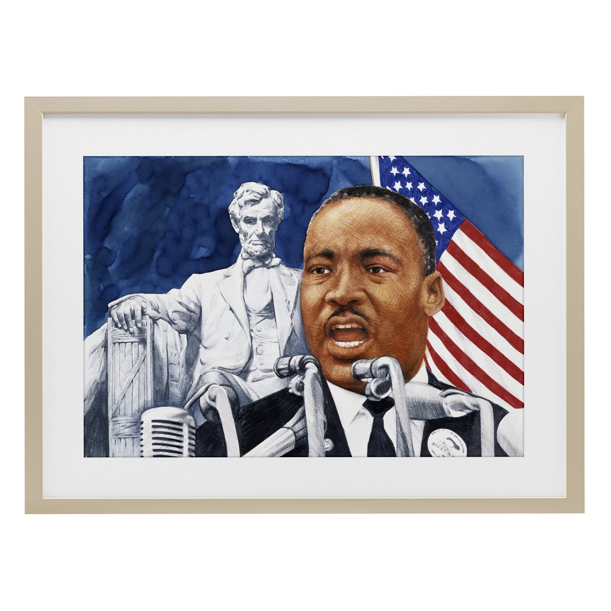 1960s American Speech Portrait Birch Framed Print Under Glass, design by Wind River Studios