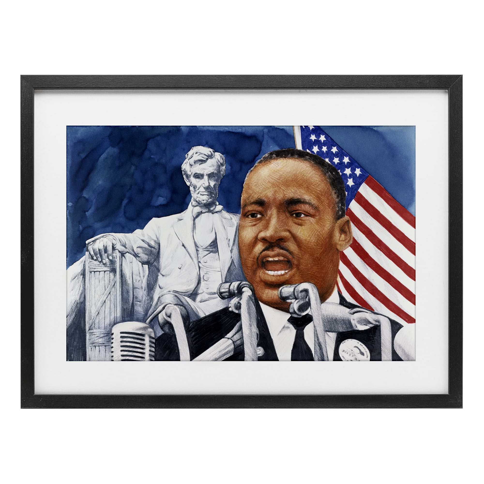1960s American Speech Portrait Black Framed Print Under Glass, design by Wind River Studios