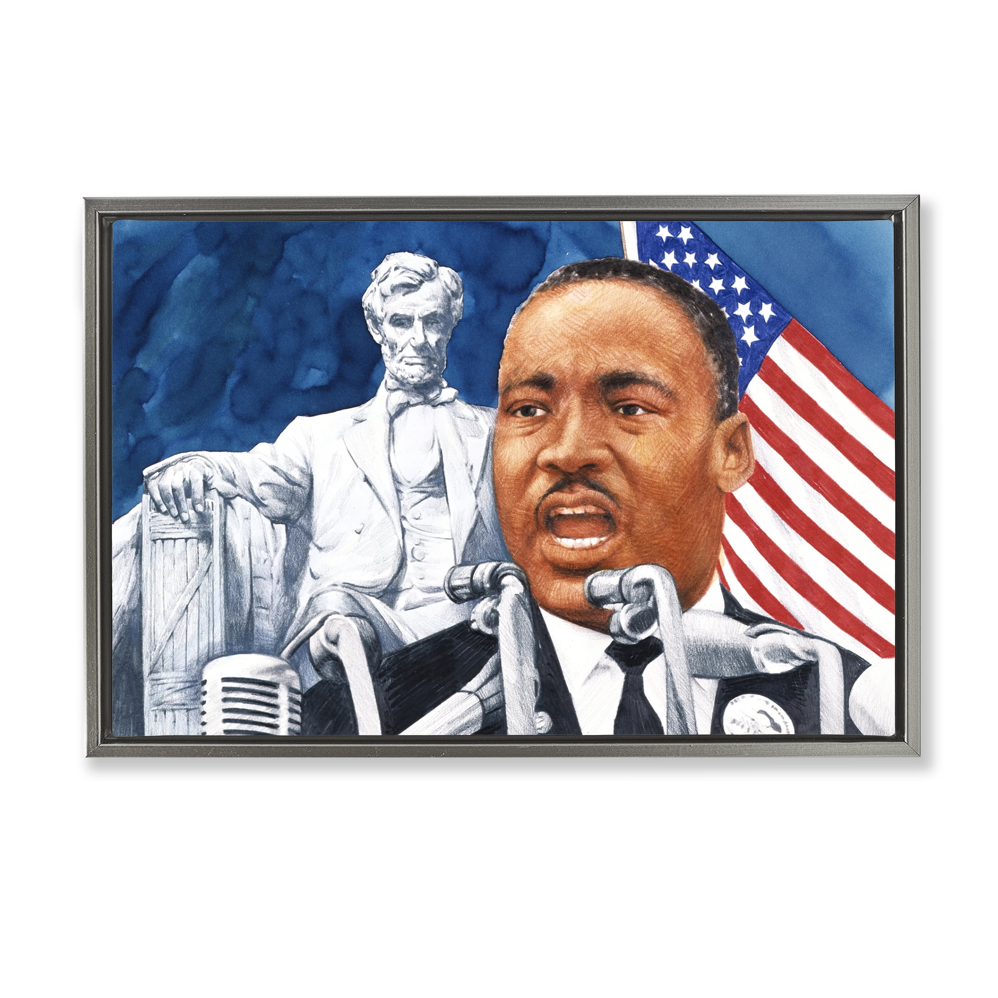 1960s American Speech Portrait Gray Framed Floater Canvas Wall Art, design by Wind River Studios