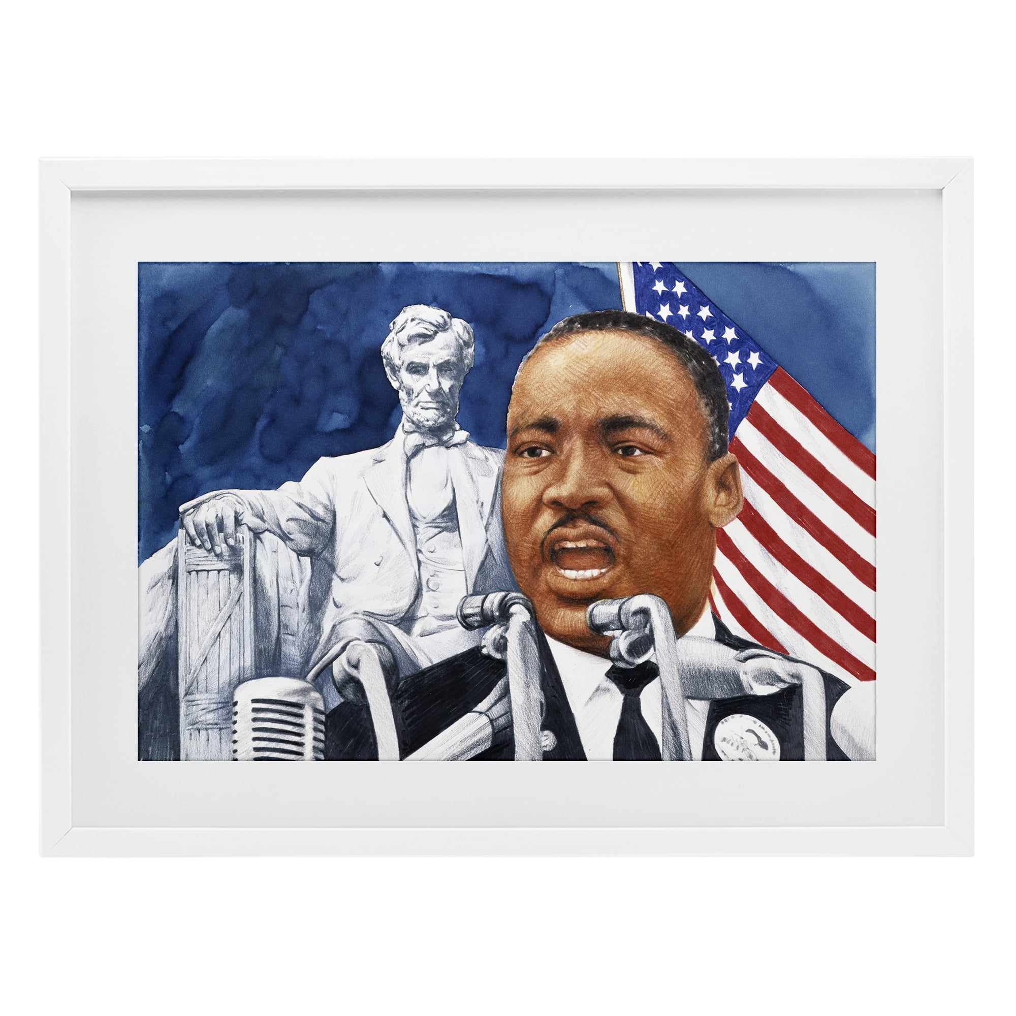 1960s American Speech Portrait White Framed Print Under Glass, design by Wind River Studios