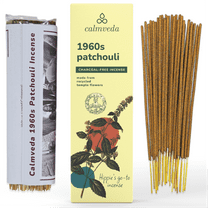 1960s Patchouli Incense Sticks Pack - (80 Sticks) Charcoal Free, Uses Upcycled Flowers