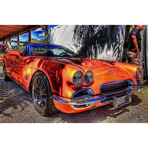 1961 Chevrolet Corvette Convertible - CANVAS OR PRINT WALL ART (32x48,gallery wrap)