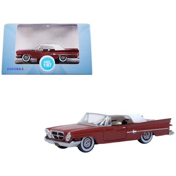 1961 Chrysler 300 Convertible (Closed Top) Cinnamon Brown Met w/White Top 1/87 (HO) Scale Diecast Model Car by Oxford Diecast