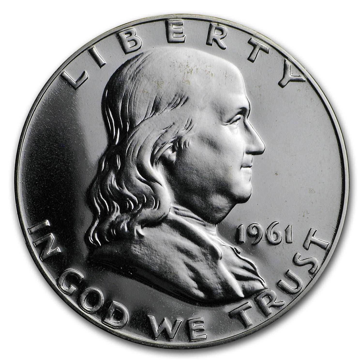 1961 Franklin Half Dollar Proof Liberty Coin, .3575 oz Silver