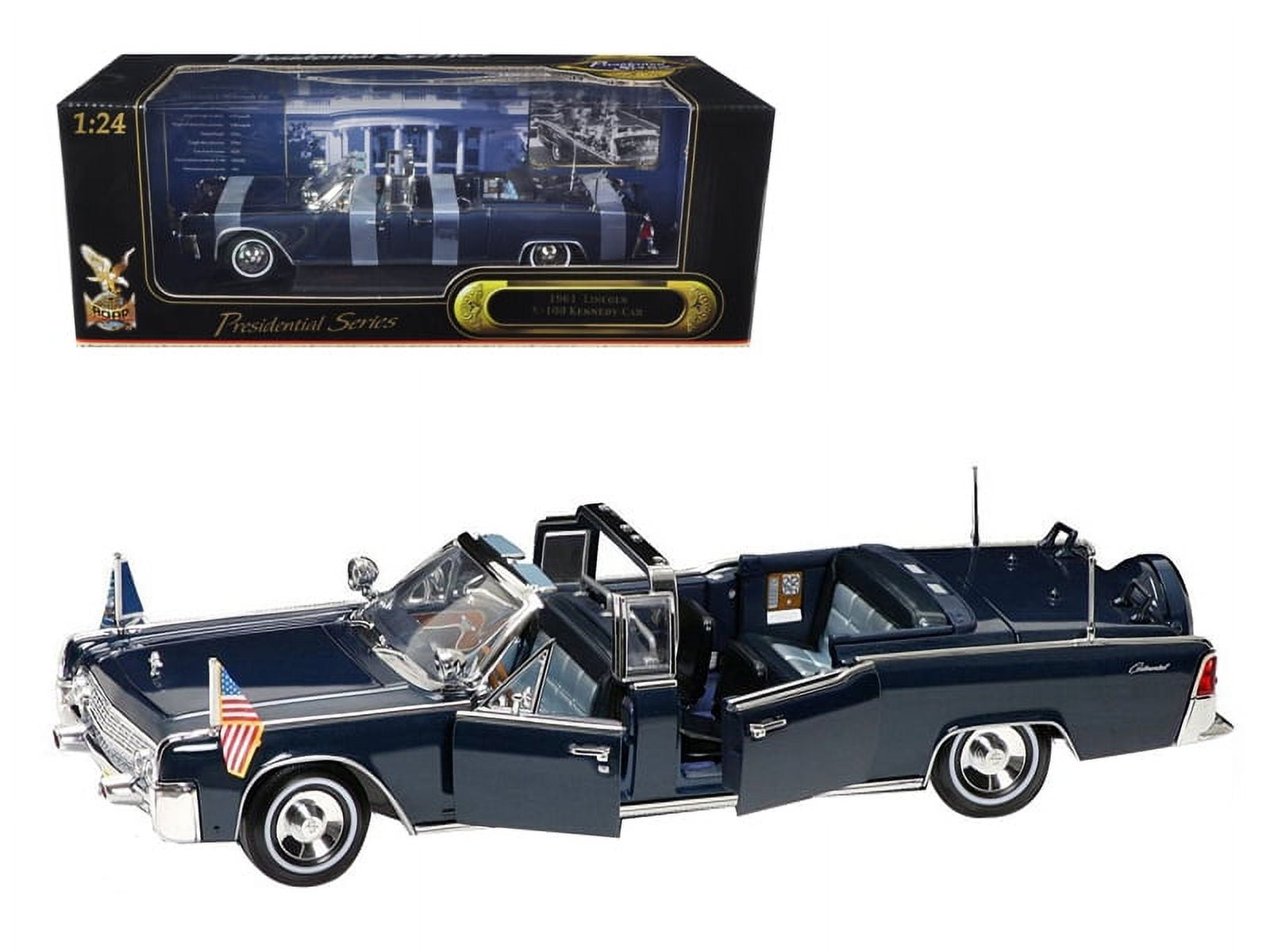 リンカーン X-100 ケネディ大統領 1/24 1961 Lincoln X-100 Kennedy Limousine Blue with Flags 