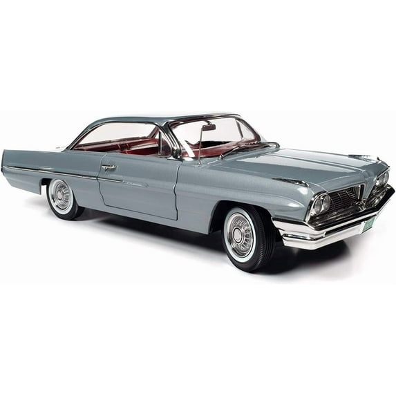Autoworld AMM1254 1961 Pontiac Catalina Hardtop Richmond Gray Metallic with Red Interior American Muscle 30th Anniversary 1991-2021 1-18 Scale Diecast Model Car