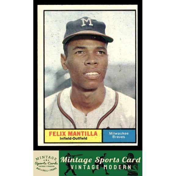 1961 Topps #164 Felix Mantilla Milwaukee Braves Baseball Card