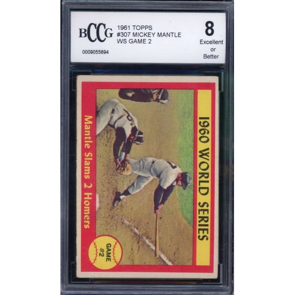1961 Topps #307 Mickey Mantle WS Game 2 Card #307 BGS BCCG 8 Excellent+