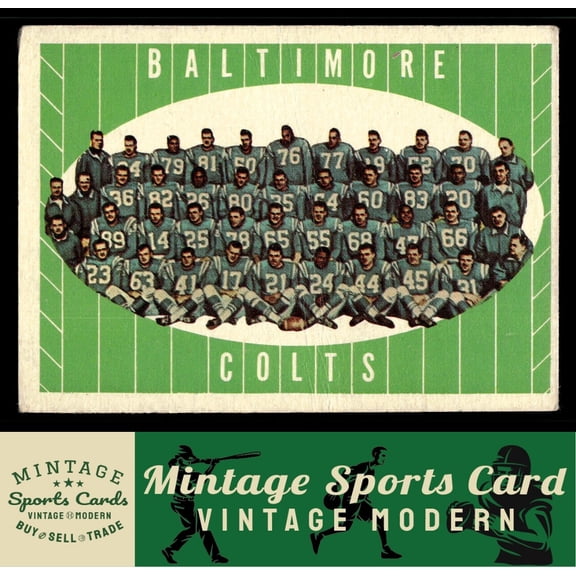 1961 Topps Baltimore Colts Team TC Football Card #9 Excellent PR GD