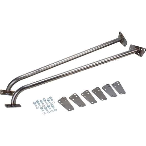 1962-1967 Chevy II Nova Front End Support Tube Kit, Mandrel-Bent Steel Reinforcement Bars with Mounting Tabs and Hardware, Helps Reduce Front End Flex